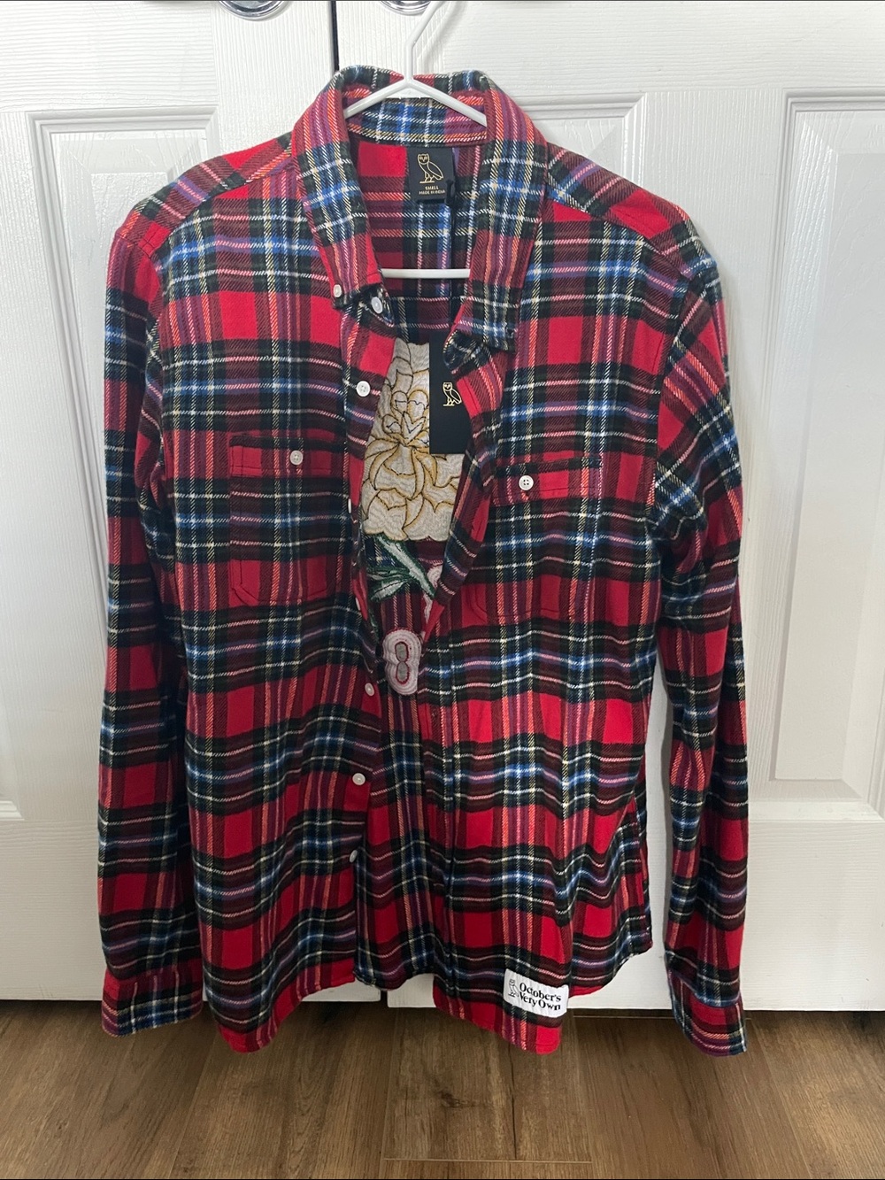 OVO Red and Black Plaid Button-Down Shirt